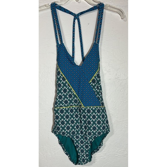 Cole of California One Piece Geometric Sunburst Wrap Swimsuit Floral Womens Sz 8 - Picture 7 of 11